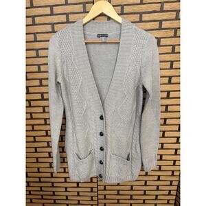 Venus Gray Cable Knit Button Front Cardigan Size Small